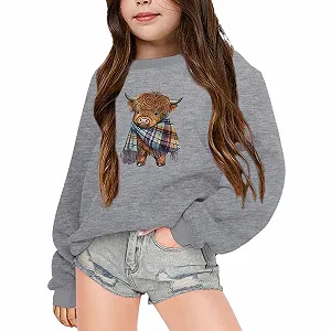 Рождественский свитер для девочки с рождественским принтом коровы, теплая и удобная куртка-свитер для мальчиков и девочек - Фото 1