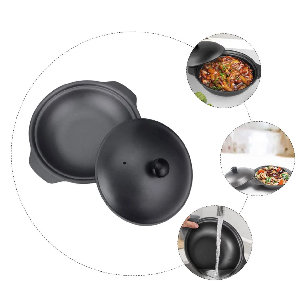 Кастрюля Amosfun Чугунная с крышкой и двойной ручкой, фото №8 Кастрюля Amosfun Чугунная с крышкой и двойной ручкой, фото №8