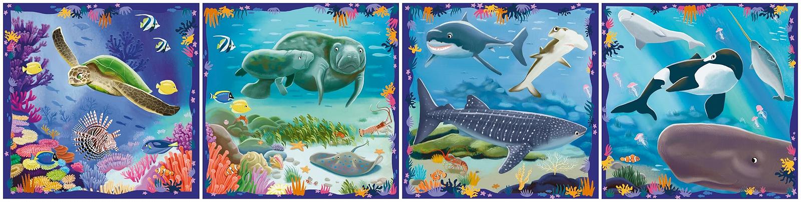Пазл Ravensburger Puzzle UP! 12004002 Sea Creatures 4 пазли 64, 72, 81, 90 деталей 5+, фото №9