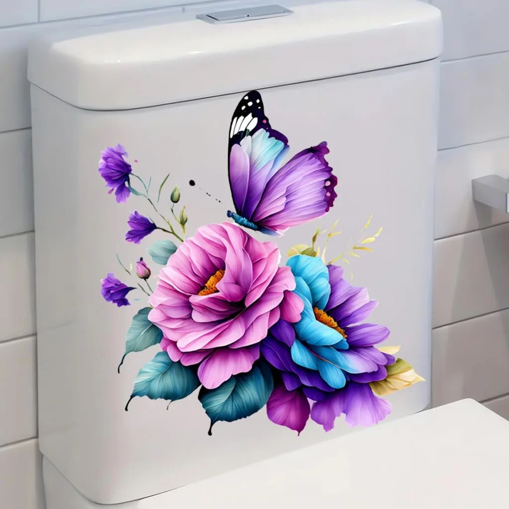 Наклейка на вікно Elegant Purple Series Flowers Butterfly 30 x 30 см, фото №2