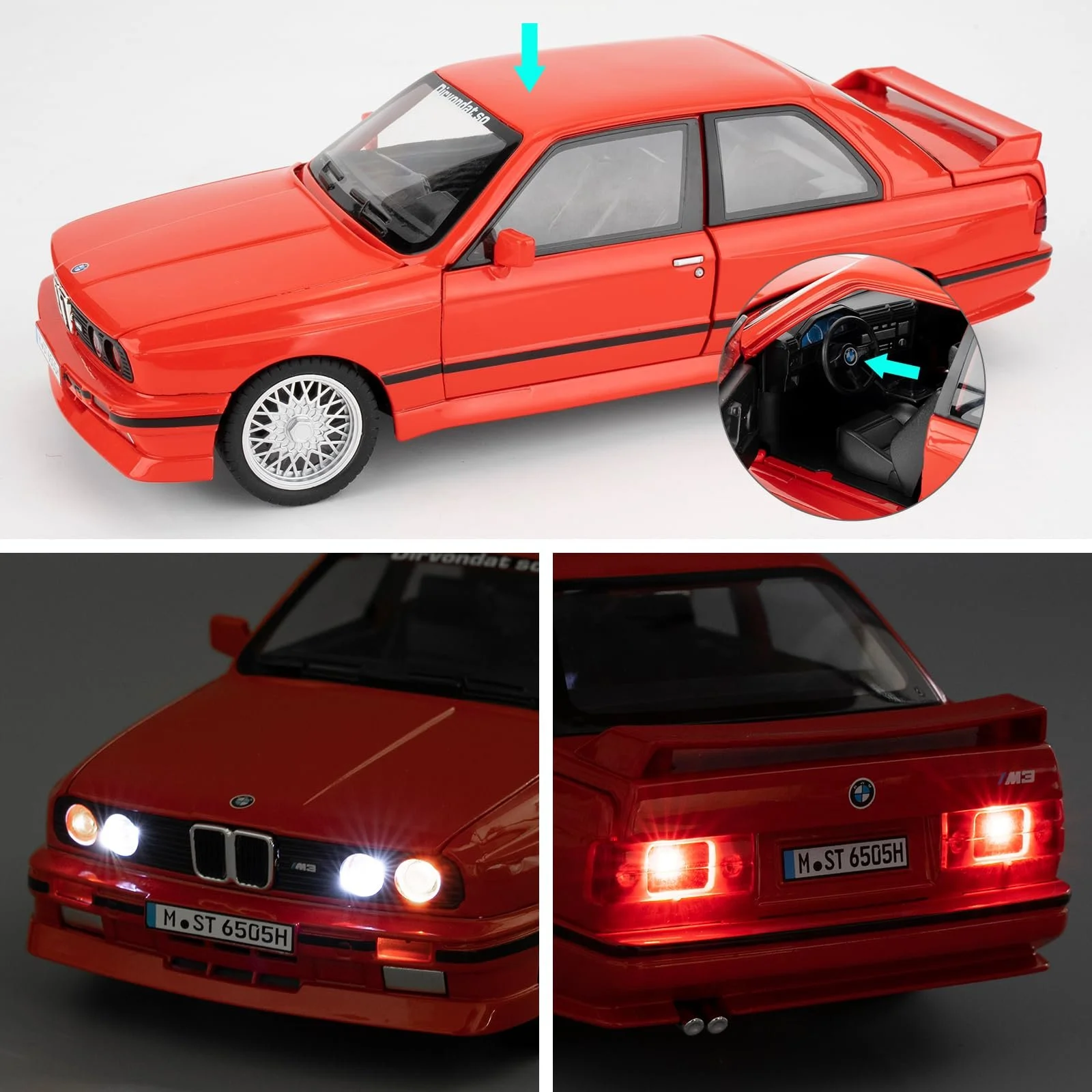 Игрушечная машинка M3, масштаб 1/24, красная, фото №4