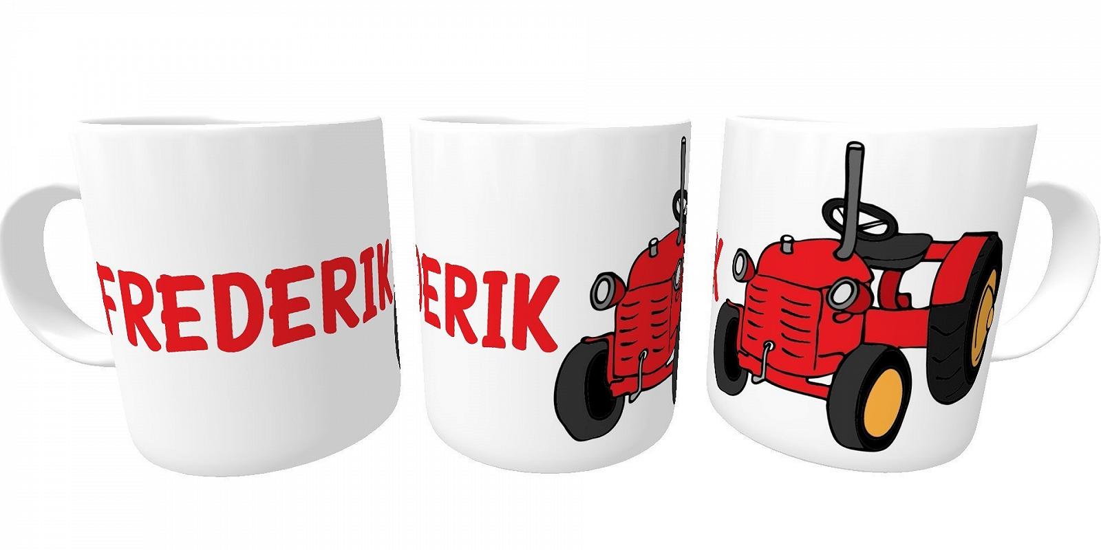 Персоналізована дитяча кружка Red Tractor з іменем Пластикова кружка Tractor Cup, фото №1