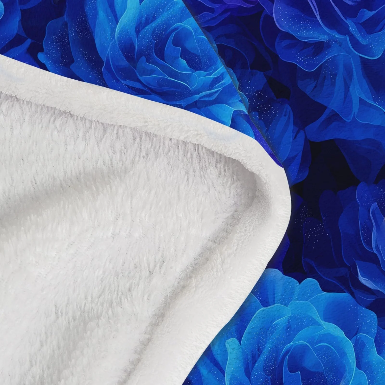 Фланелевое одеяло 150 x 200 см, Тема синих роз, Темно-синее, фото №5