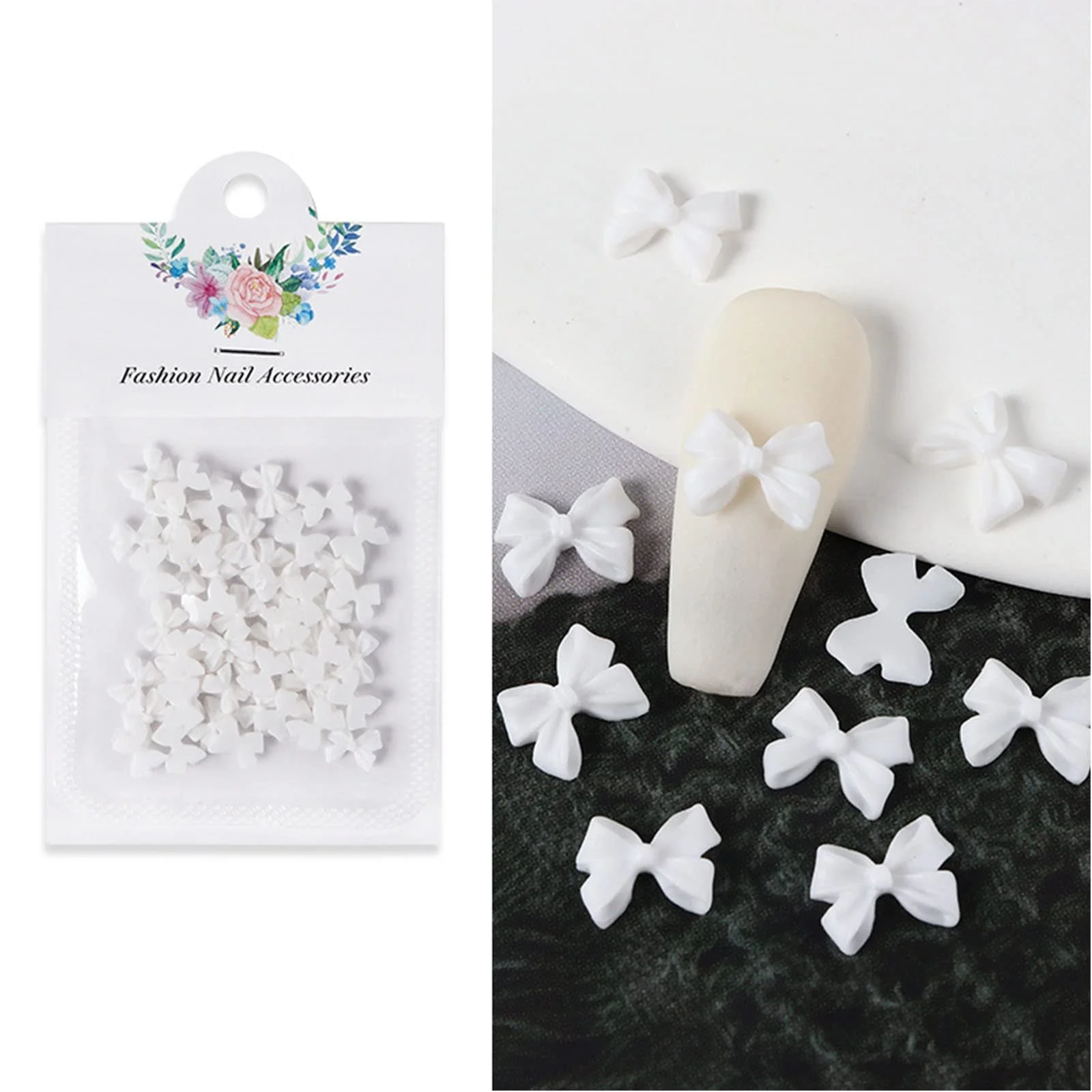 Украшение для ногтей Бантики 50шт/набор матовый бантик плоская задняя часть бантики для ногтей украшение для ногтей DIY бантики для ногтей ювелирные изделия, фото №1