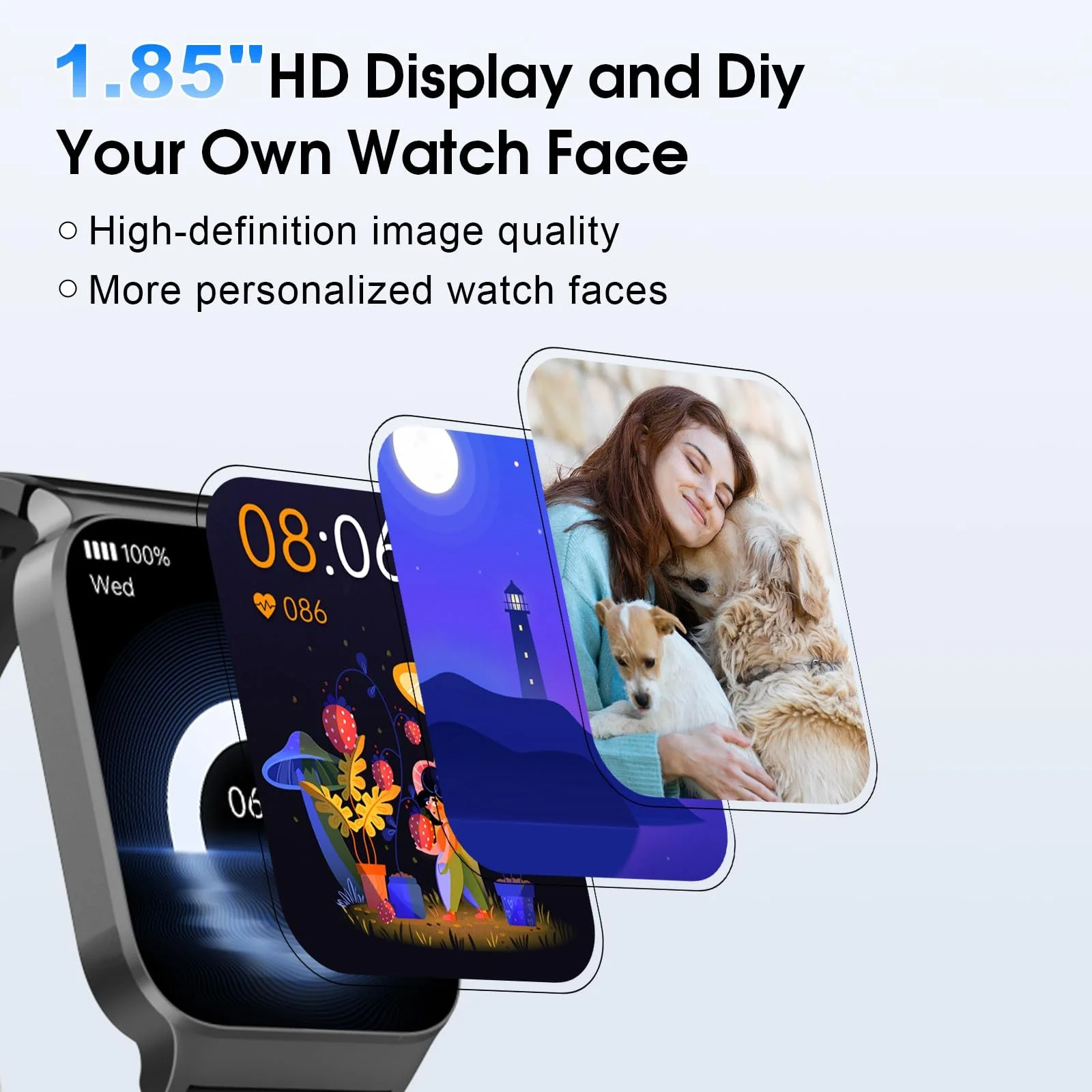 Смарт-годинник STECEi Чоловічий 1.85 Inch HD Touchscreen Black, фото №5