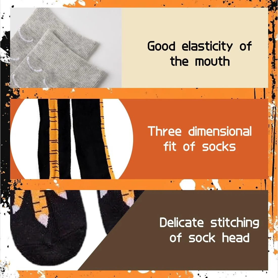 Чулки Куриные лапки Веселые забавные носки Куриные носки Мультяшные зимние теплые вязаные чулки выше колена, фото №3