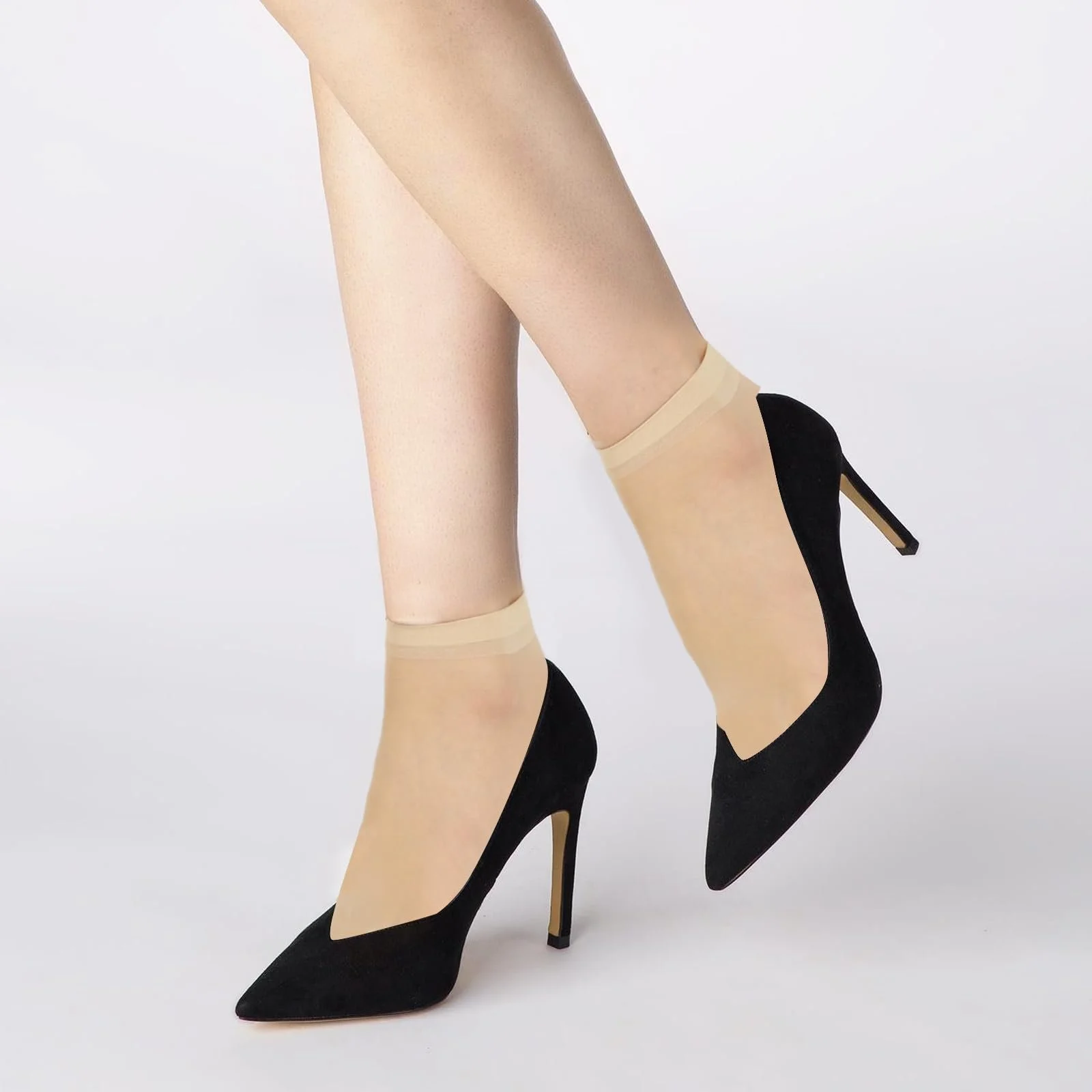 10 пар женских коротких нейлоновых носков, универсальные сверхтонкие нейлоновые сетчатые носки телесного цвета, чулки, летние носки, фото №6