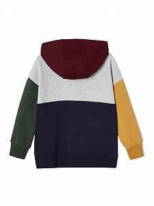 Толстовка с капюшоном Vertbaudet для мальчиков в стиле колор-блок Basics с переработанным полиэстером synthetic.ua - Фото 1