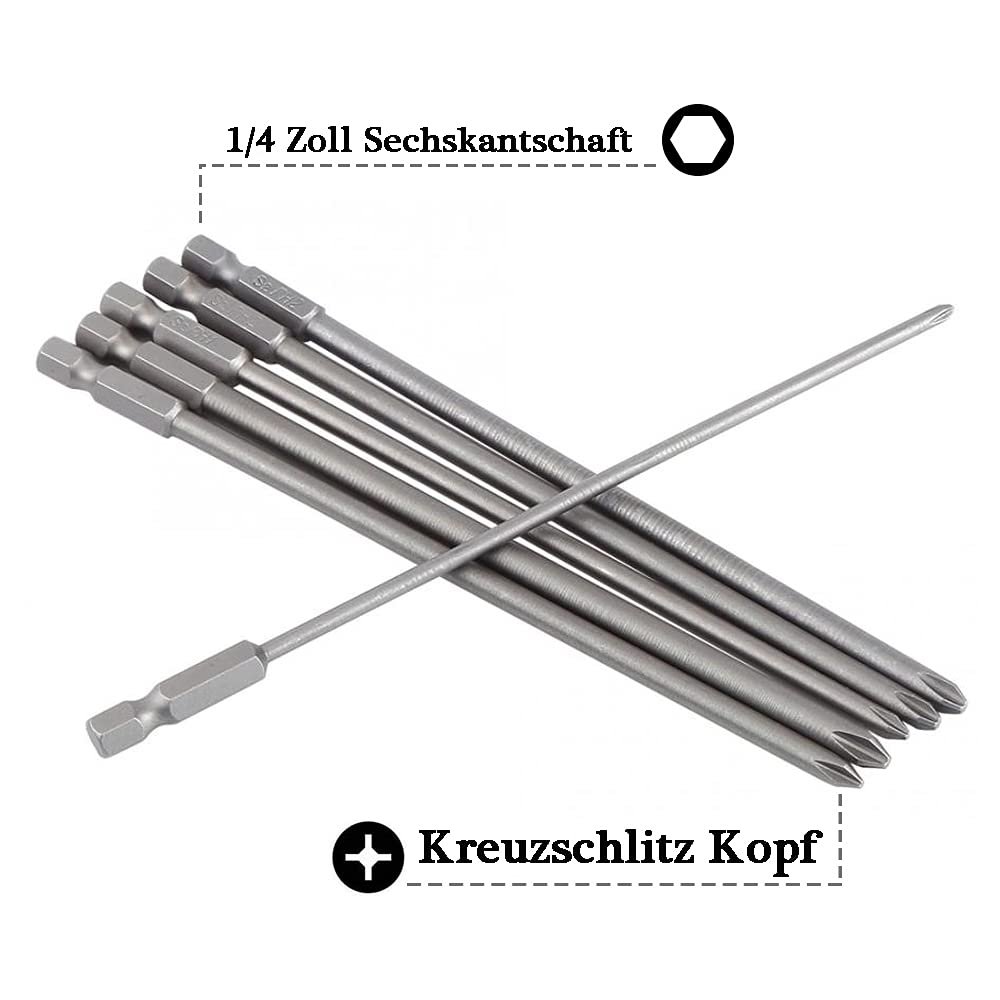 Біти викрутки магнітні довгі Mesee 6 частин Phillips 1/4 дюйма 150 мм, фото №3 Біти викрутки магнітні довгі Mesee 6 частин Phillips 1/4 дюйма 150 мм, фото №3