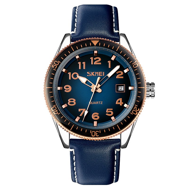 Годинник Skmei 9232 Rose-Gold Синій Шкіра, фото №1