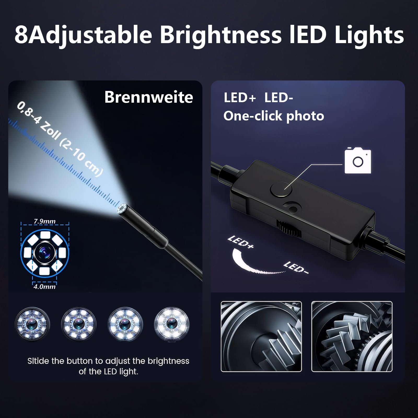 Эндоскоп iewrtcin 1920 HD, гибкий, жесткий, 8 LED, IP67, 5 м, фото №5