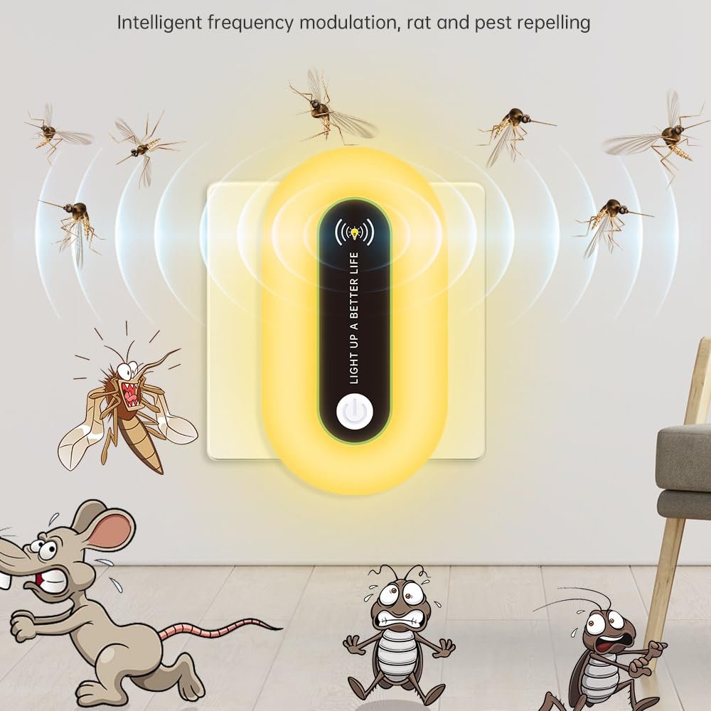 Ультразвуковий відлякувач шкідників та лампа-знищувач комарів Dual Mode Night Light електрична 2 шт., фото №3