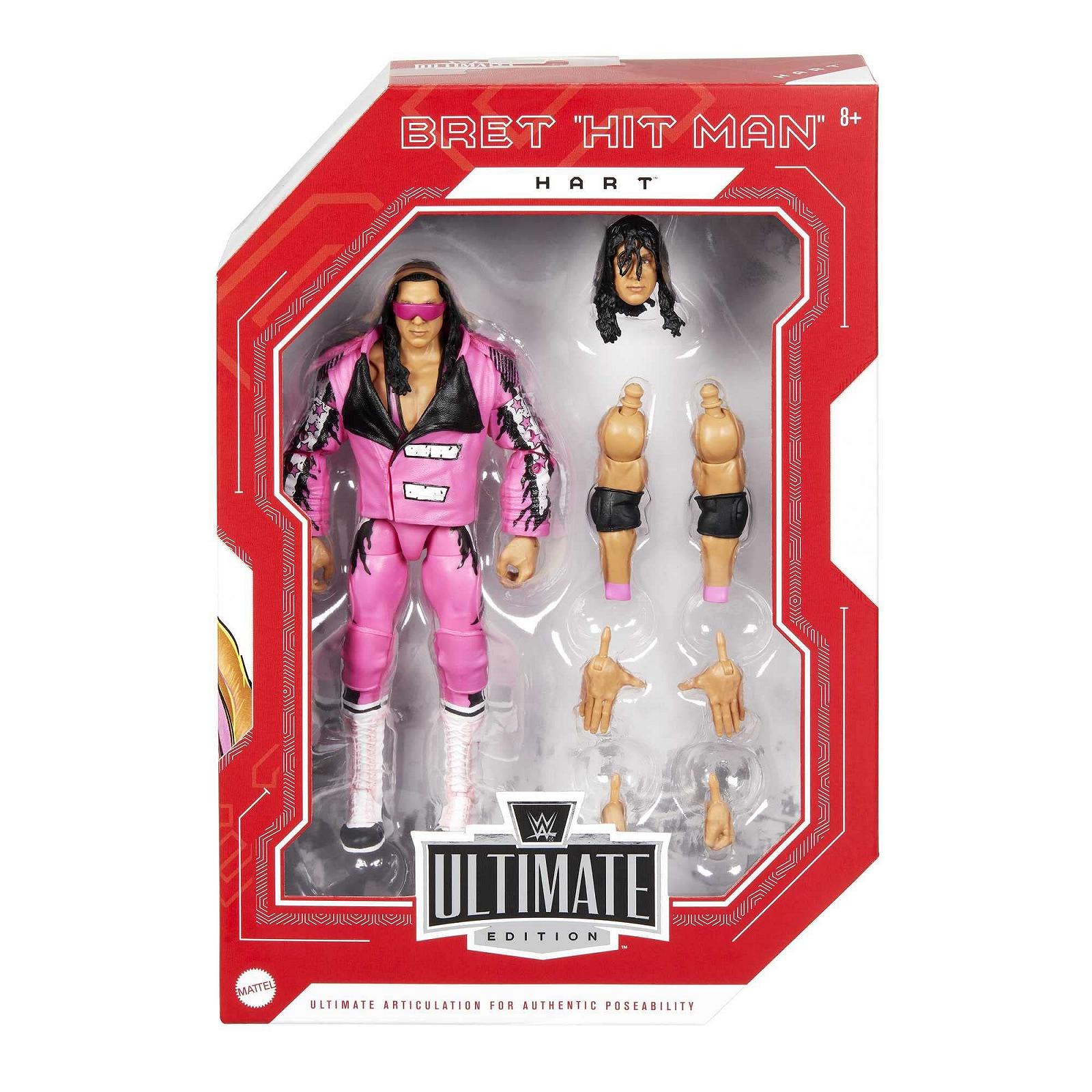 Фигурка WWE Ultimate Edition Брет "Hitman" Hart Legends Коллекционная фигурка со сменными аксессуарами, дополнительными головами и сменными руками - HLN20, фото №6