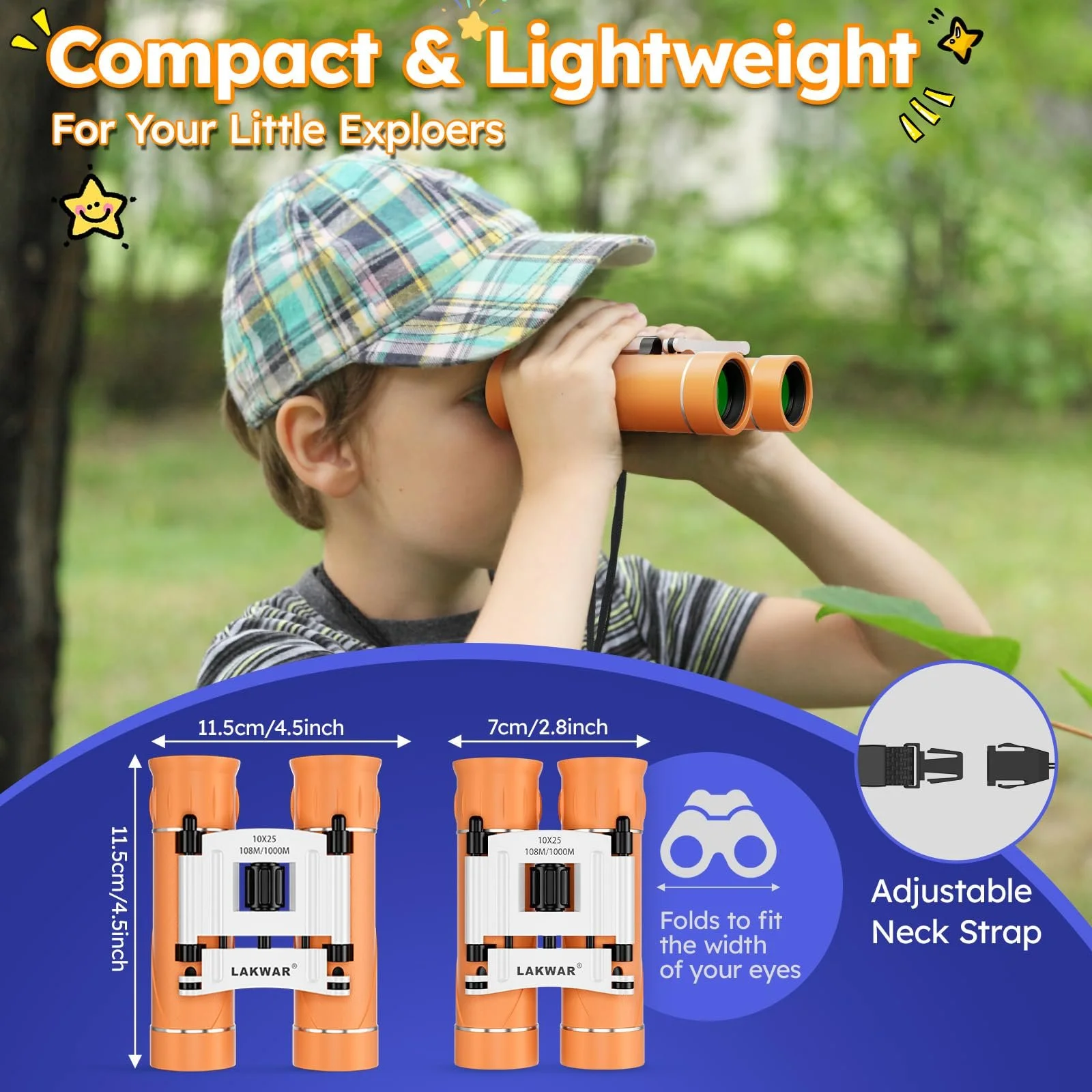 Бінокль 10x25 Compact Children Mini Waterproof Orange, фото №5