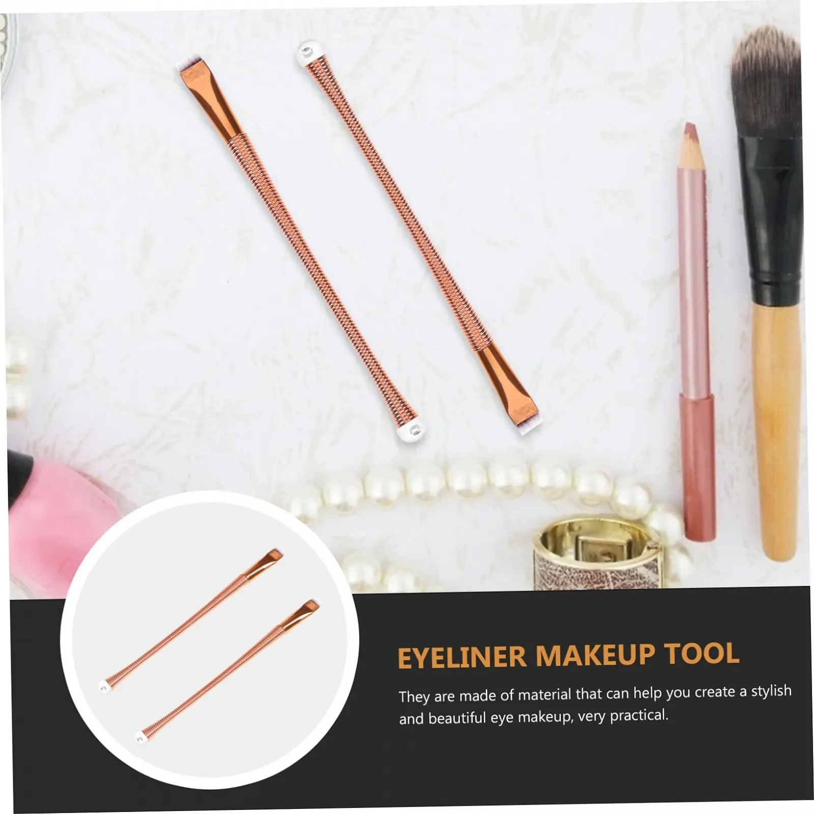 Пензлі DOITOOL для підводки очей, скошений, для макіяжу, креативний, тонкий, кутовий, пластиковий, плоский, фото №2