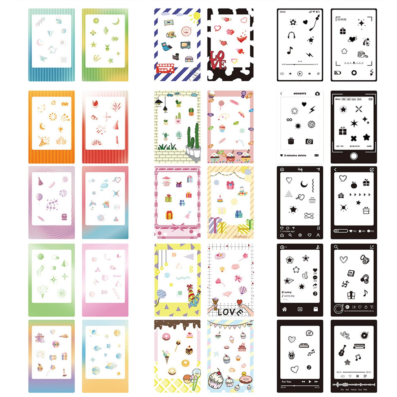 Набор стикеров-рамок для фото 3" 30 шт. Multicoloured Retro, фото №1