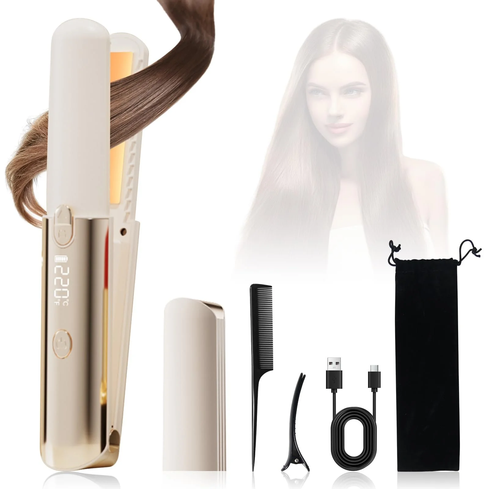 Выпрямитель для волос мини беспроводной LCD 160-220°C Power Bank, фото №1 Выпрямитель для волос мини беспроводной LCD 160-220°C Power Bank, фото №1