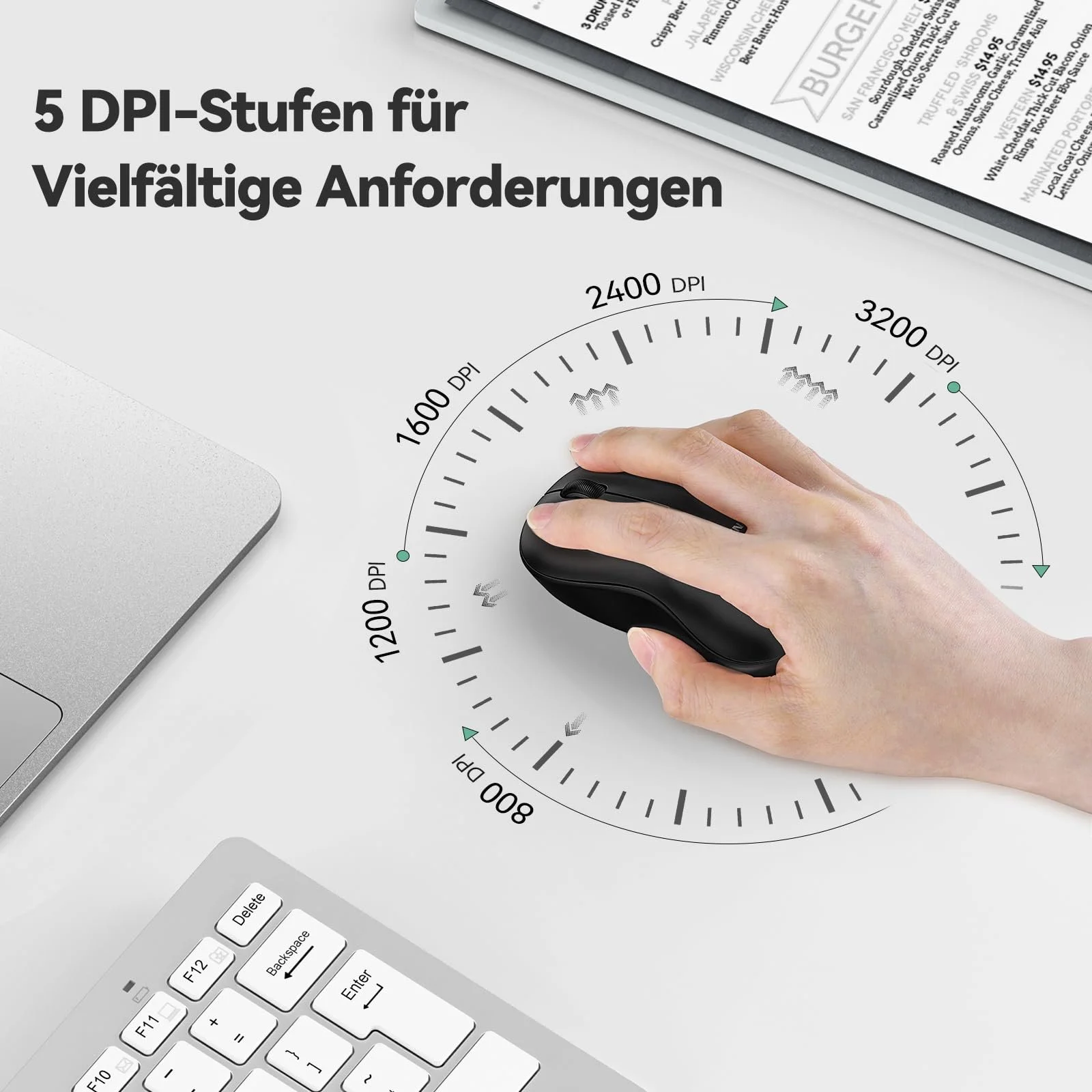 Миша Бездротова TECKNET 3200 DPI Оптична Чорний, фото №4 Миша Бездротова TECKNET 3200 DPI Оптична Чорний, фото №4