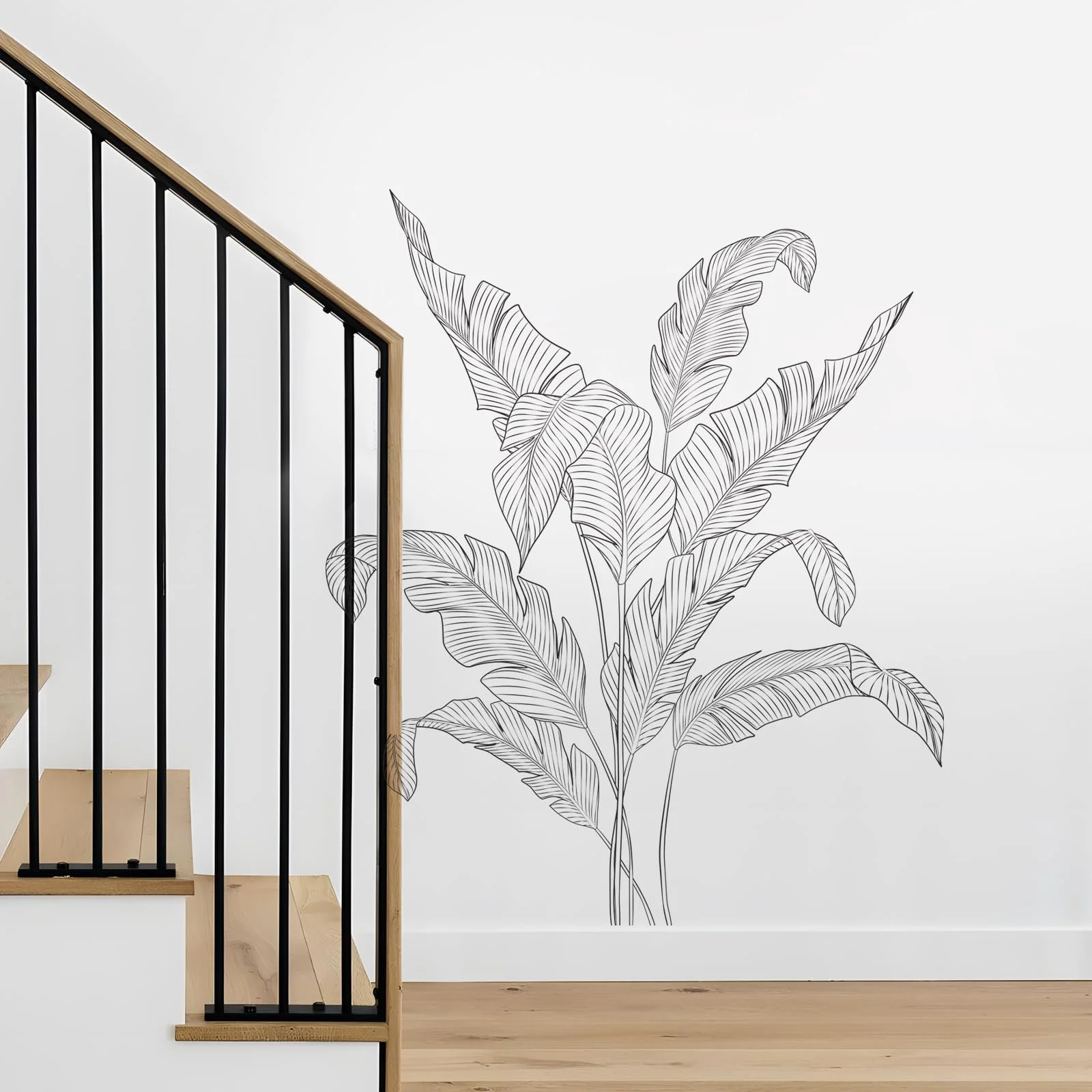 Наклейка на стіну Supzone Tropical Plants Palm Leaves 82 x 97 см Чорна, фото №2