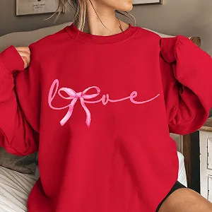 Рубашка Komiseup Длинная Женская Базовая Однотонная Толстовка без Капюшона Oversize Пуловер Модный Принт Бантом Хлопок Круглый Вырез Длинный Рукав Осень Зима Легкий Свободный Свитер 08 synthetic.ua - Фото 1