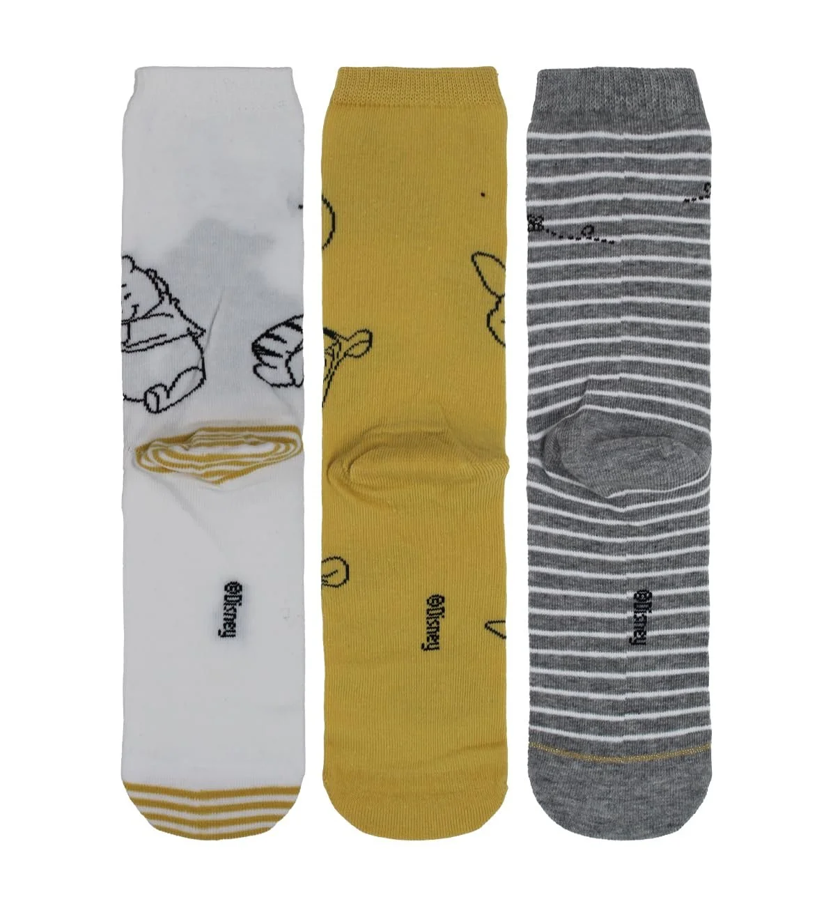 Шкарпетки Disney Вінні Пух Жіночі Набір у Подарунковій Коробці 3 пари, Білий/Жовтий/Сірий, One Size, фото №3