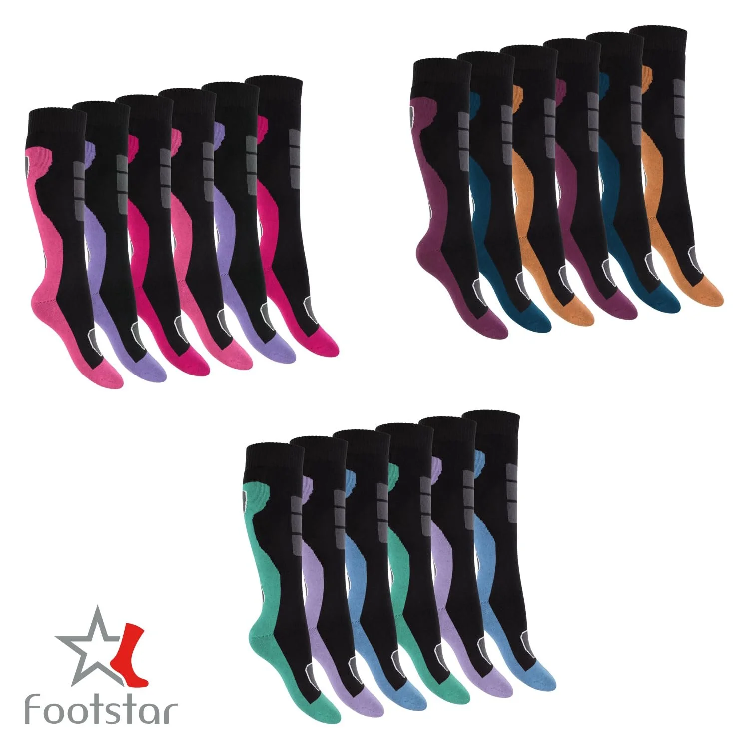 Жіночі зимові шкарпетки до коліна Footstar (6 пар) Шкарпетки з махрової тканини з термо ефектом, фото №5