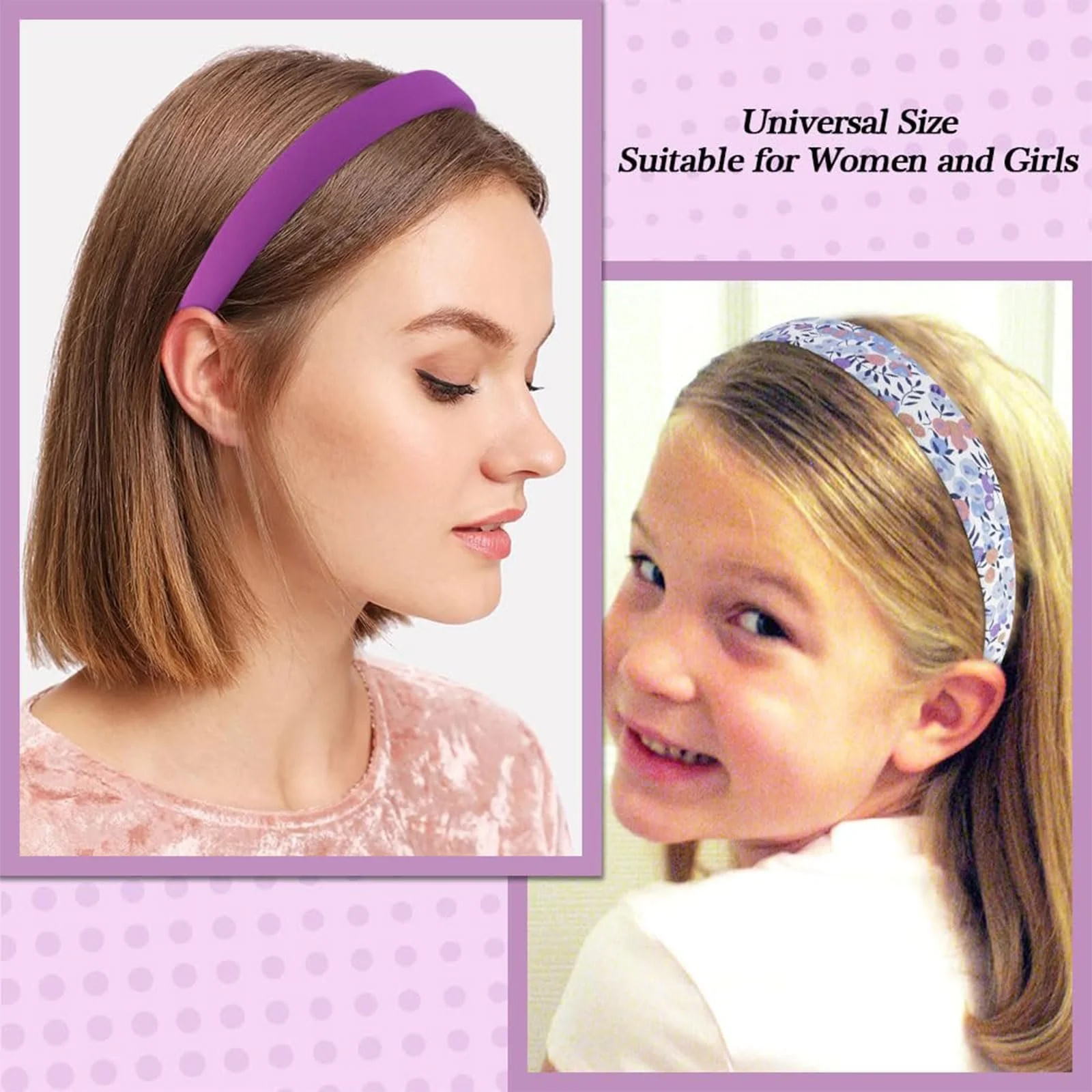 Набір обручів на голову 7 шт. Фіолетовий, фото №6 Набір обручів на голову 7 шт. Фіолетовий, фото №6