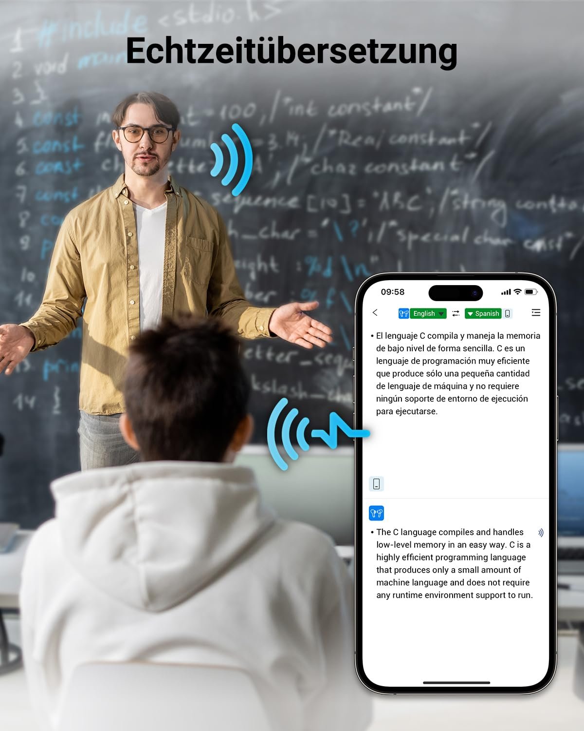 Навушники-перекладачі Wooask M3, Bluetooth 5.4, з мікрофоном ENC, для подорожей, навчання та бізнесу, фото №6