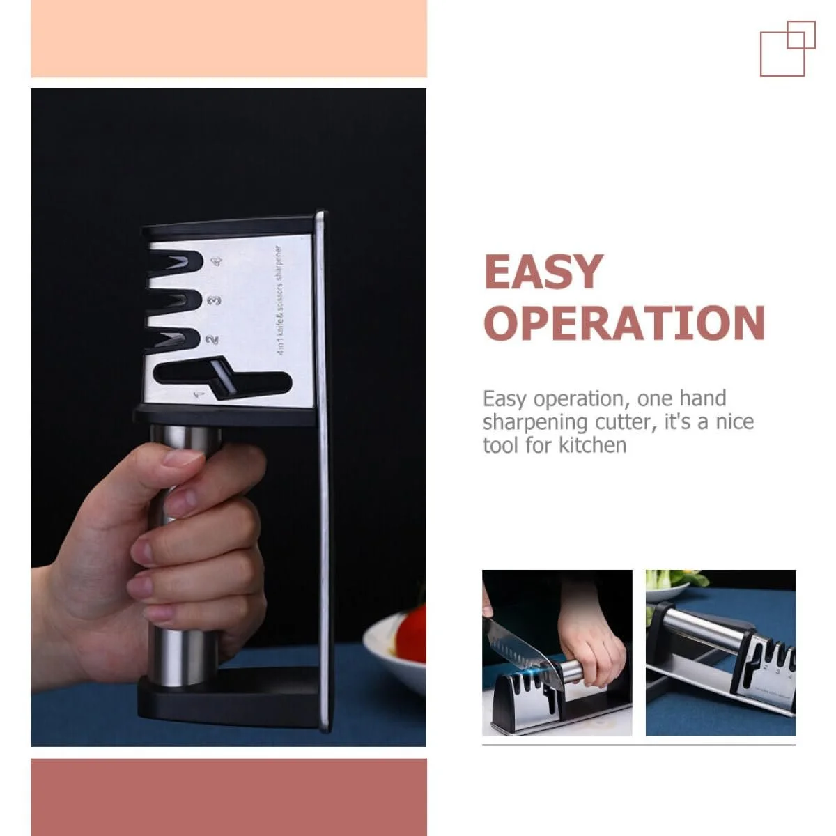 Точилка для ножів VICASKY настільна ергономічна з нековзною ручкою, фото №5