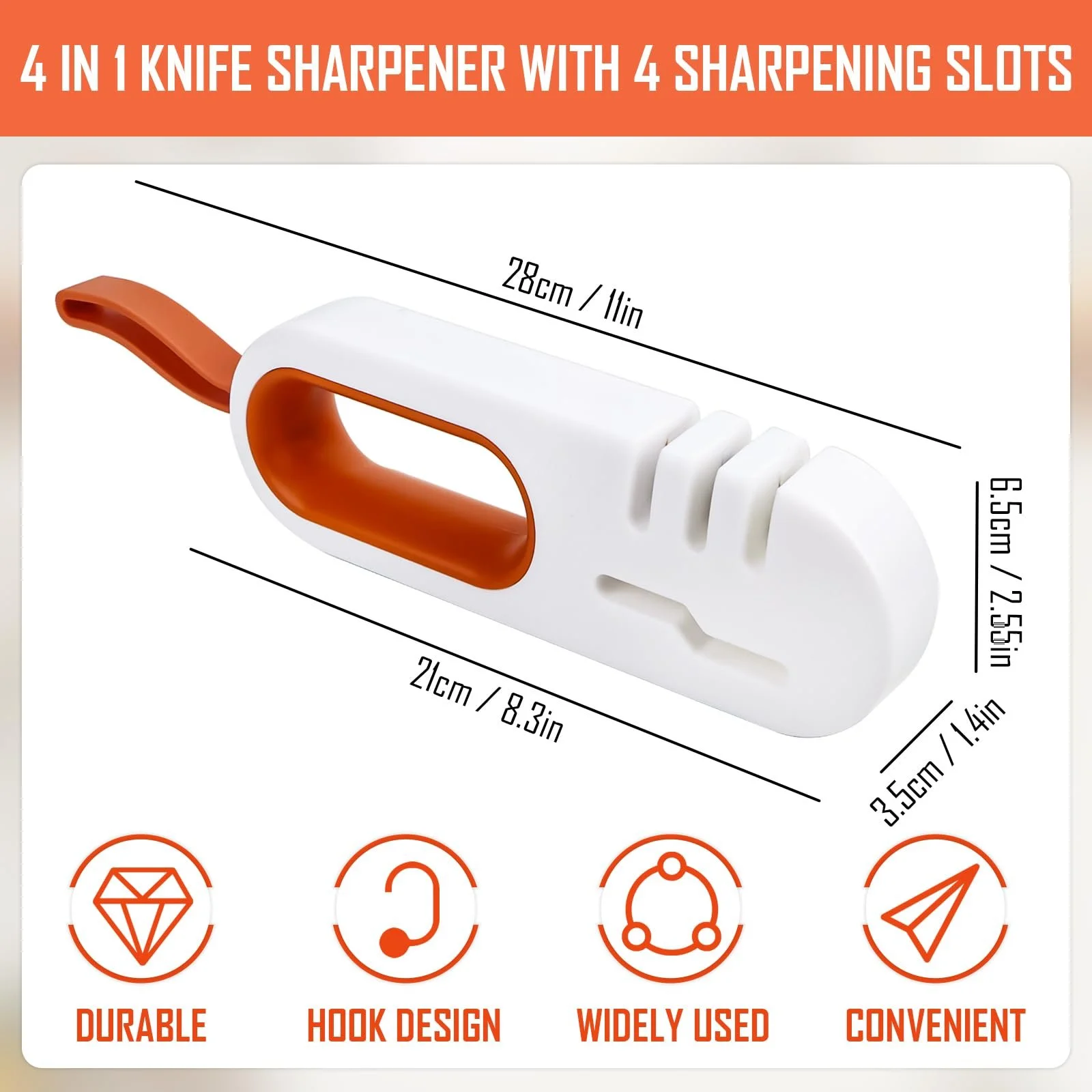 Точилка для ножей 4 в 1 ручная многоуровневая мини для кухонных ножей и ножниц, фото №2