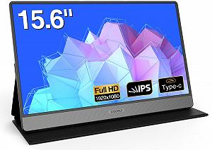 Портативный монитор KOORUI 15.6 дюймов 1080P FHD IPS с двумя динамиками Защита зрения Мини HDMI/Type-C - Фото 1