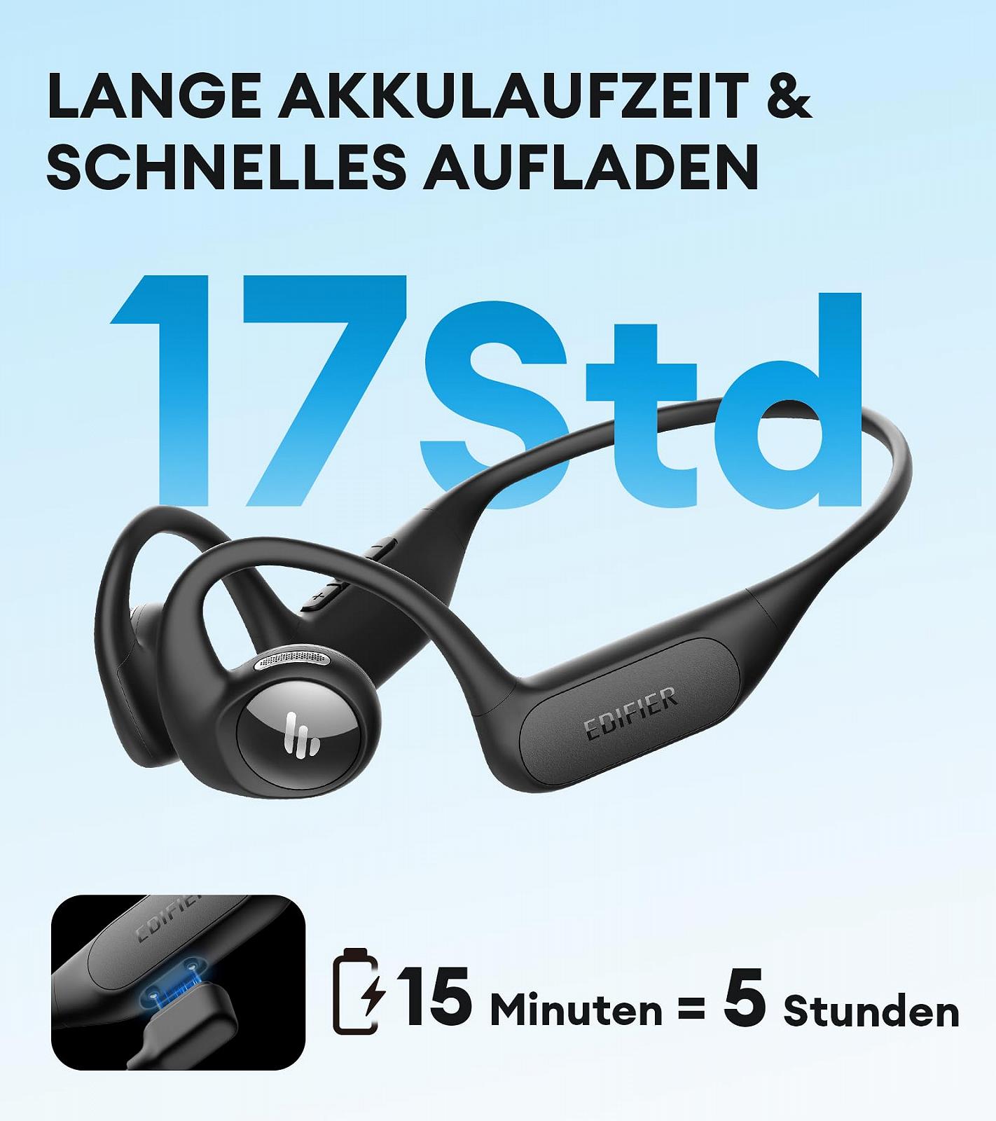 Наушники Edifier Comfo Run Open-Ear Wireless Air Conduction Sports Bluetooth 5.3 Встроенный микрофон 17 часов воспроизведения Быстрая зарядка IP55, фото №5