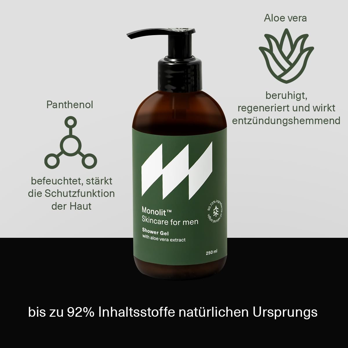 Гель для душа Monolit мужской с алоэ и ароматом сандалового дерева очищающий и увлажняющий, фото №4