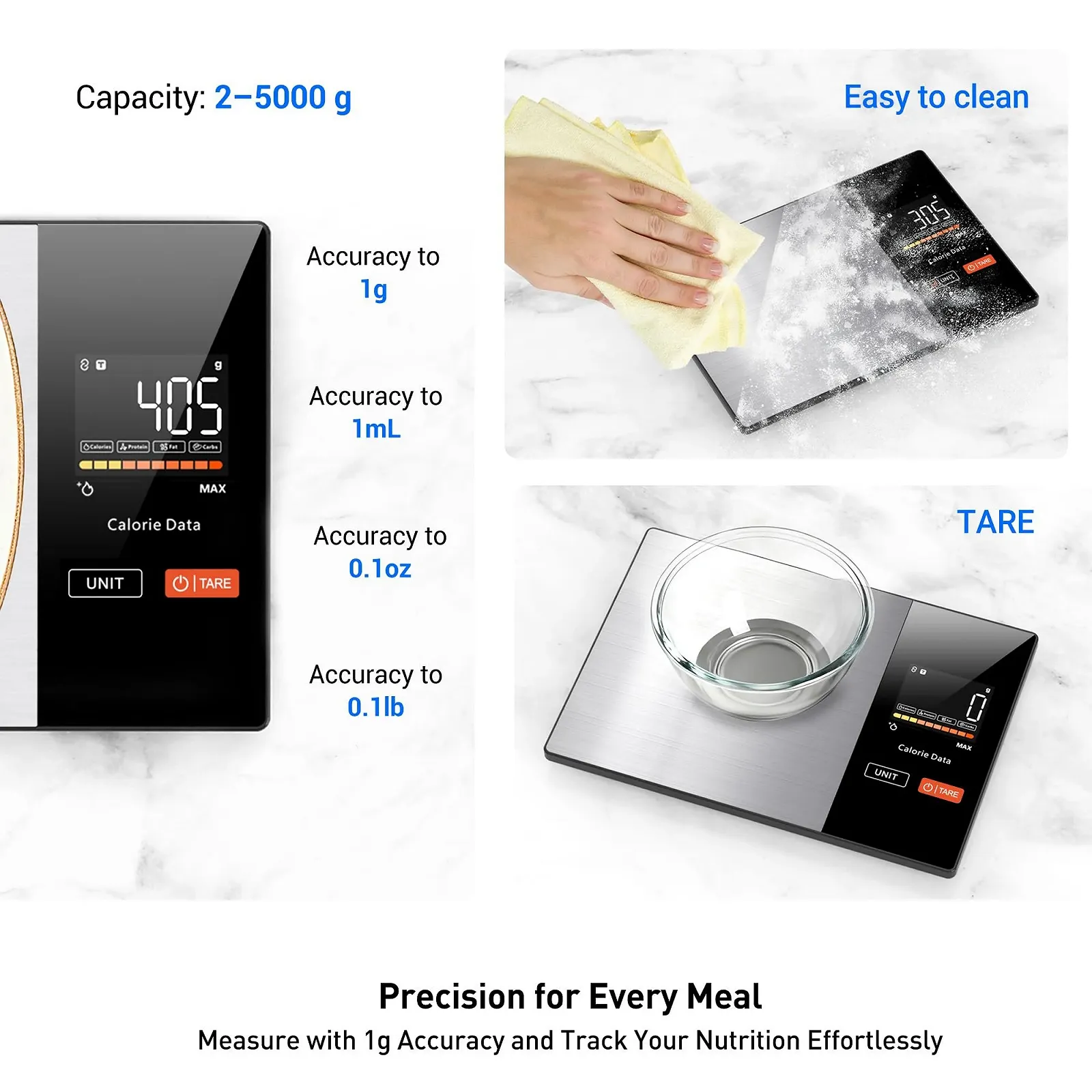 Кухонні ваги Smart Bluetooth 5 kg 1 g Stainless Steel, фото №7 Кухонні ваги Smart Bluetooth 5 kg 1 g Stainless Steel, фото №7