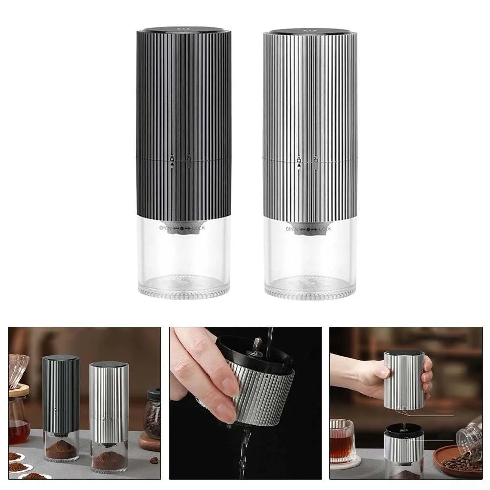 Электрическая кофемолка USB Espresso Регулируемая Нержавеющая сталь Портативная Прозрачная рабочая камера Функция автоматической остановки Черный, фото №9