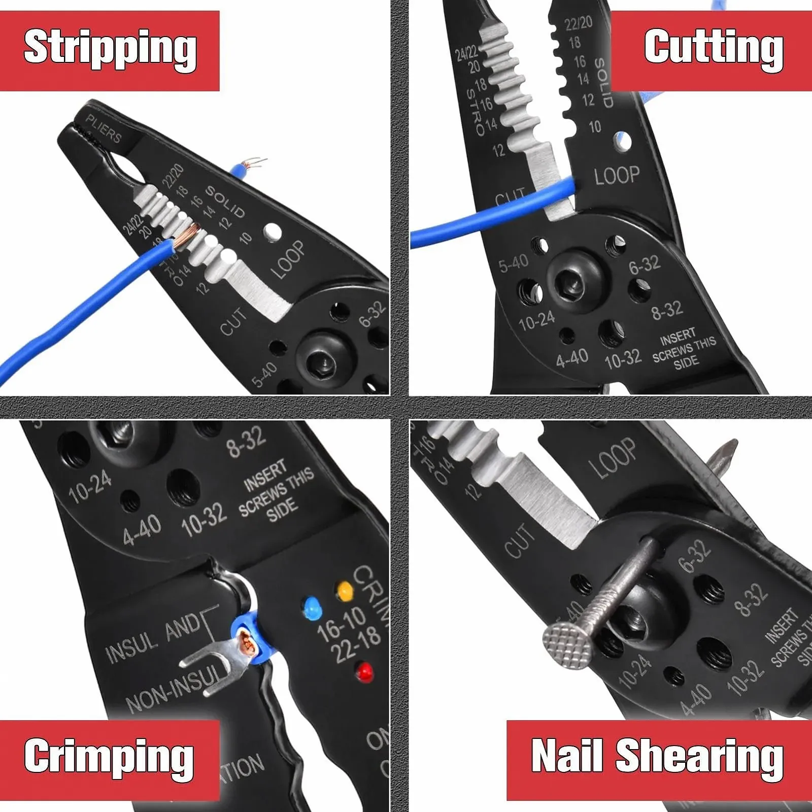 Автоматический стриппер для проводов 24-10AWG 8" Professional многофункциональный набор, фото №5