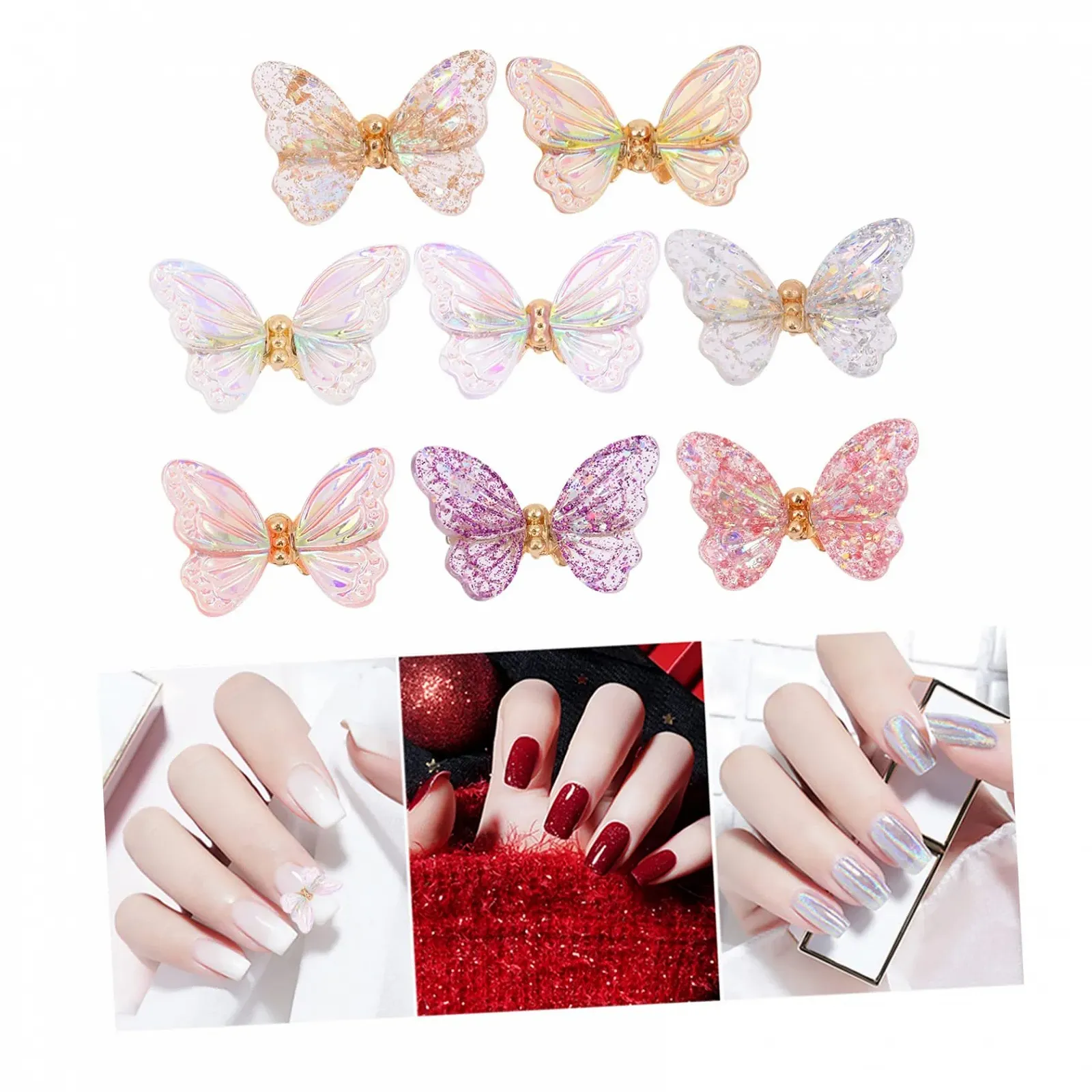 Блестки для ногтей в форме бабочек (8 шт.), фото №8