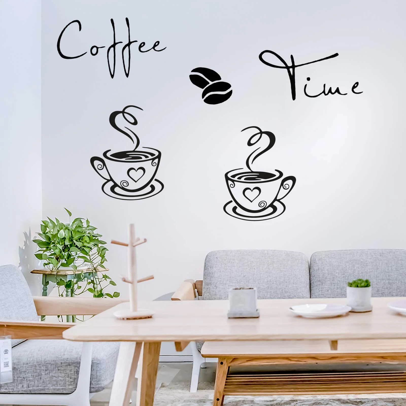 Набір наклейок для кухні IDISON Coffee Time Cups and Beans Style 2 Чорний, фото №3 Набір наклейок для кухні IDISON Coffee Time Cups and Beans Style 2 Чорний, фото №3