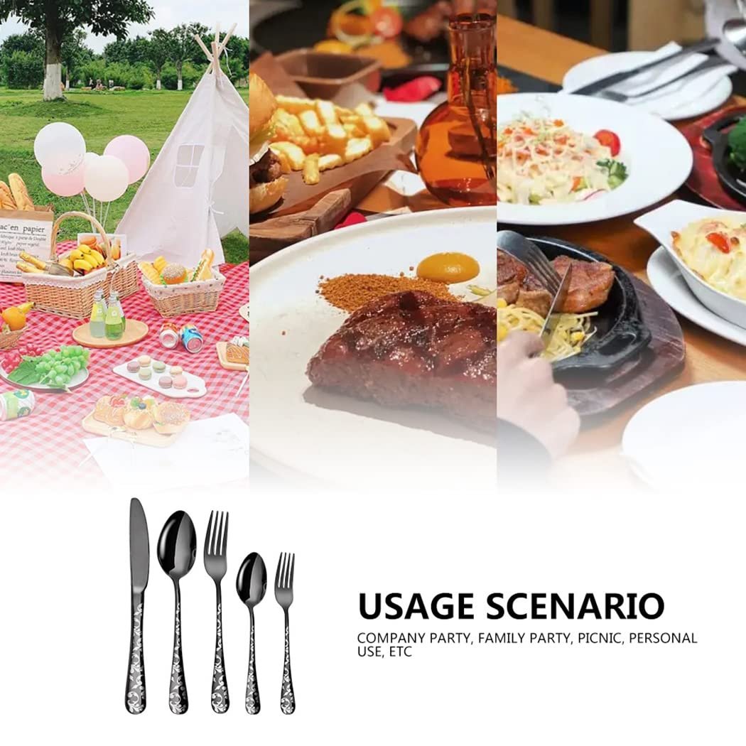 Набор столовых приборов XIAOYU из 5 предметов, нержавеющая сталь, серебряный, включает нож/вилку/ложку, уникальный узор, можно мыть в посудомоечной машине, фото №5 Набор столовых приборов XIAOYU из 5 предметов, нержавеющая сталь, серебряный, включает нож/вилку/ложку, уникальный узор, можно мыть в посудомоечной машине, фото №5