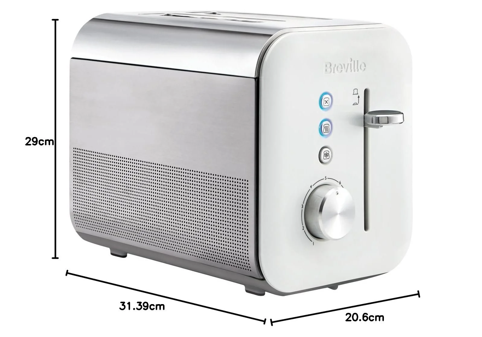 Тостер 2 скибочки Breville High Gloss Collection Регульований механізм підйому / Білий [VTT676], фото №5