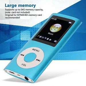 MP3 плеер PUSOKEI Многофункциональный Стильный с наушниками 1.8-дюймовый LCD экран Поддержка карты памяти 64 ГБ Голубой synthetic.ua - Фото 1