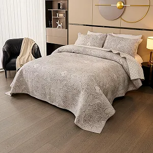Покрывало E-yimeng 230 x 250 см с 2 наволочками 48 x 74 см Двустороннее Легкий уход Серый synthetic.ua - Фото 1
