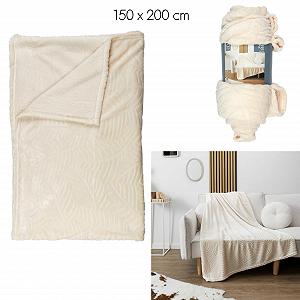 Плед HOME DECO FACTORY Cuddly Blanket Бежевый кремовый XXL, Флисовый плед с тисненым узором, Покрывало на кровать, Пушистый плед на диван (200 x 150 см) synthetic.ua - Фото 1