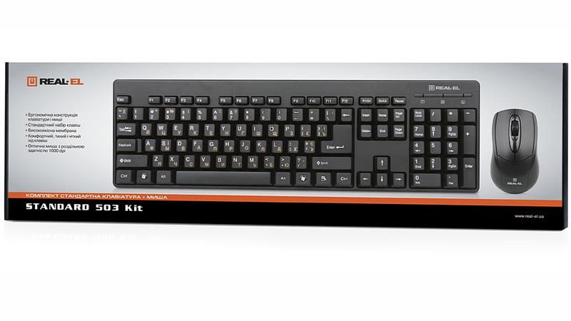 Комплект клавіатура миша REAL-EL Standard 503 Kit Black USB UAH EL123100022, фото №4