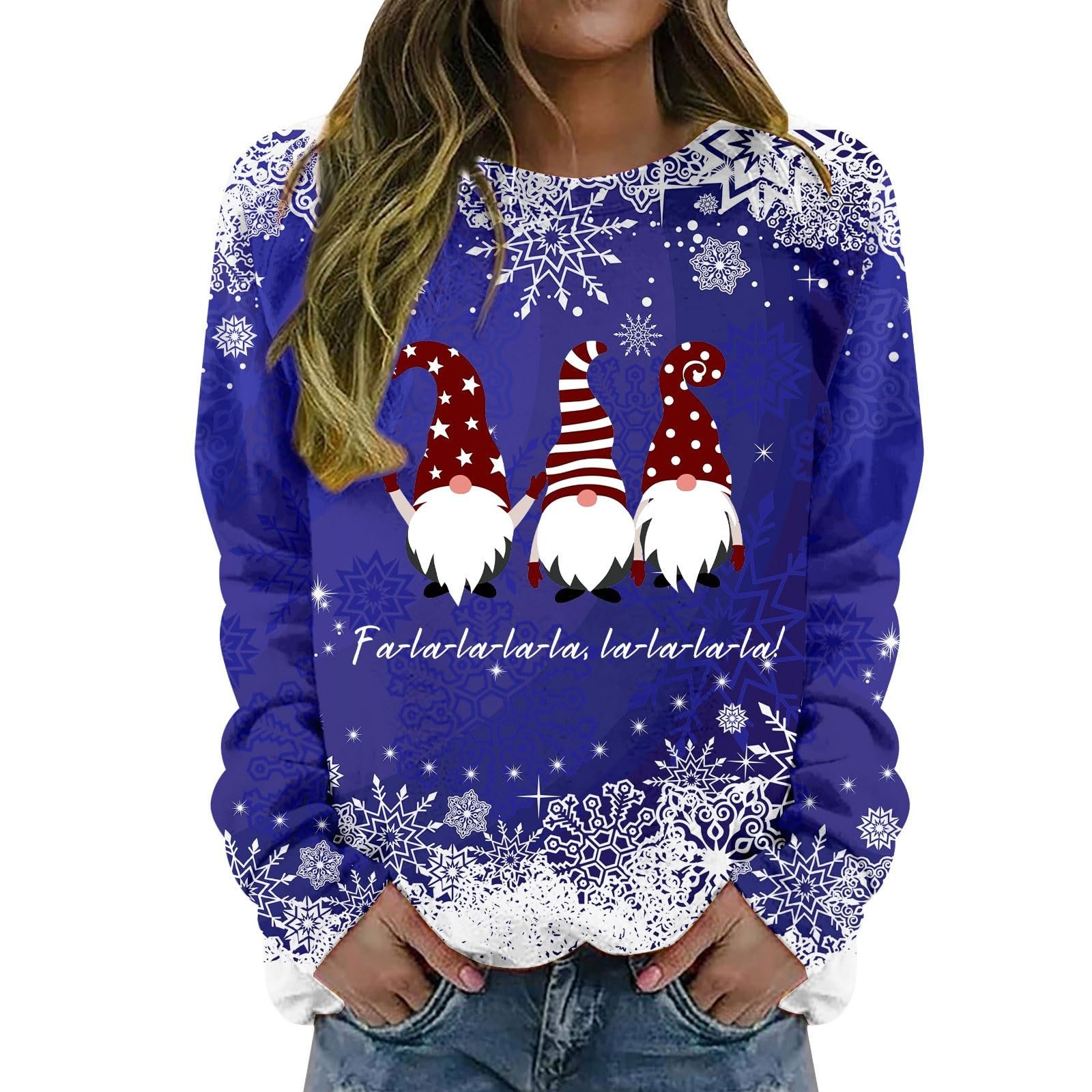 Рождественский свитер Женский с длинными рукавами Круглый вырез С принтом Снеговика Многоцветный, фото №1 Рождественский свитер Женский с длинными рукавами Круглый вырез С принтом Снеговика Многоцветный, фото №1