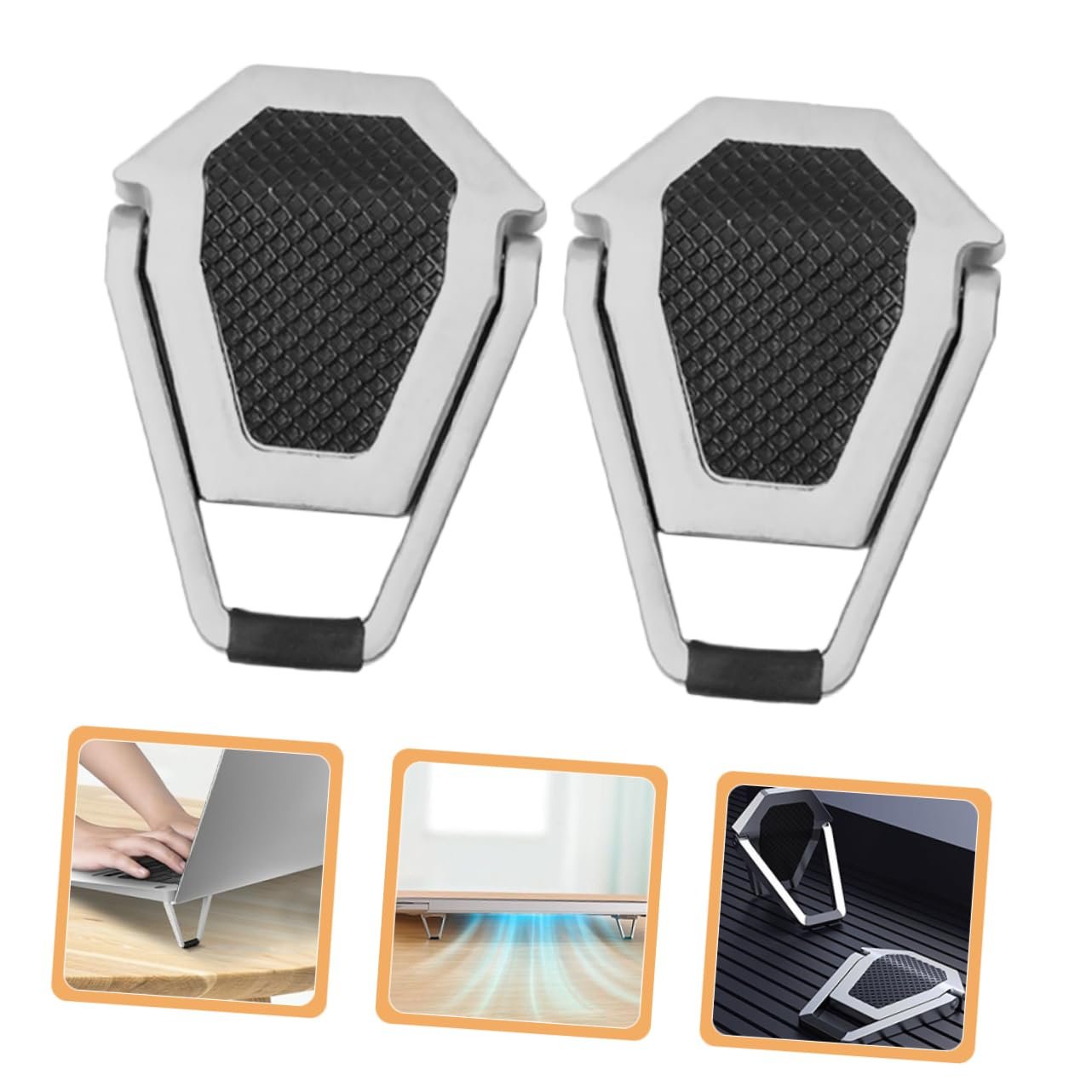 Підставка для ноутбука Алюмінієвий сплав Складаний Портативний з підйомом клавіатури Функція охолодження Самоклеючий Ергономічна, фото №8