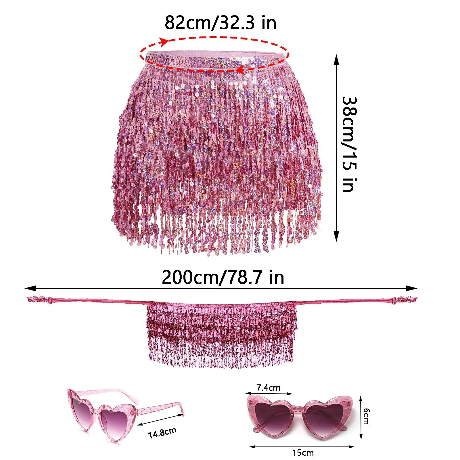 Женская Юбка с Блестками, Бахромой и Кисточками для Танцев, Клубов и Хэллоуина, фото №2