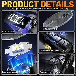 Ліхтар LED Акумуляторний 2000 mAh IPX4 Водонепроникний 3 Режими synthetic.ua - Фото 1