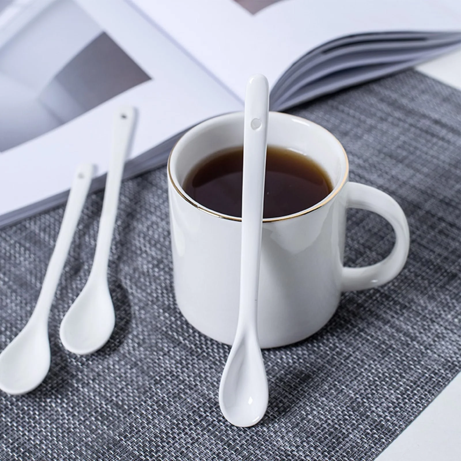 Набір порцелянових ложок з довгою ручкою 8 шт., фото №2