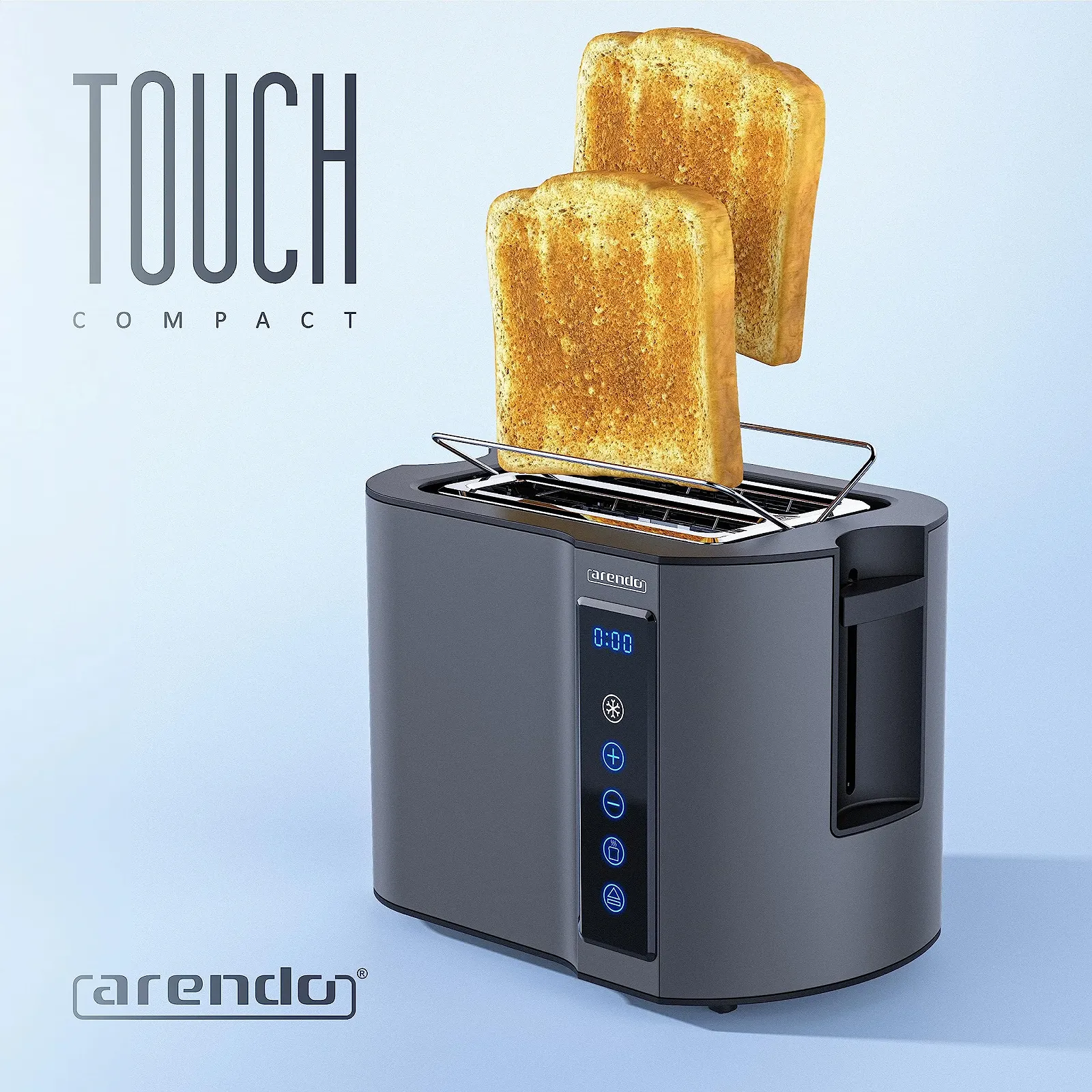 Тостер Arendo Touch Frukost 2 скибки Нержавіюча сталь 800 Вт, фото №6